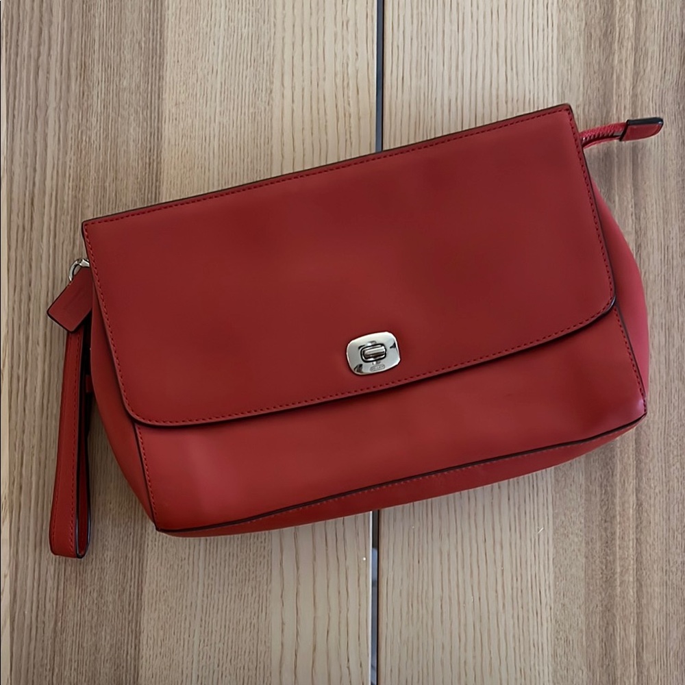 Coach Legacy Pinnacle Leather Zip Large Clutch Wristlet With Flap.